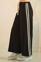 Lace Stripe Detail Terry Sweatpants