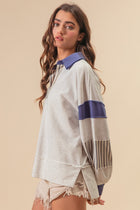 Stripe Color Block French Terry Pullover