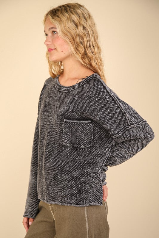 Mineral Washed Sweater - Black