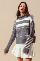 Multi Stripe Cable Knit Sweater