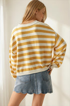 Classic Striped Cardigan - Ivory/Mustard