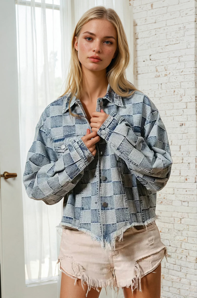 Checker Denim Jacket