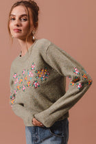 Embroidered Floral Sweater