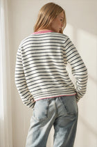 Striped Contrast Trim Cardigan Sweater