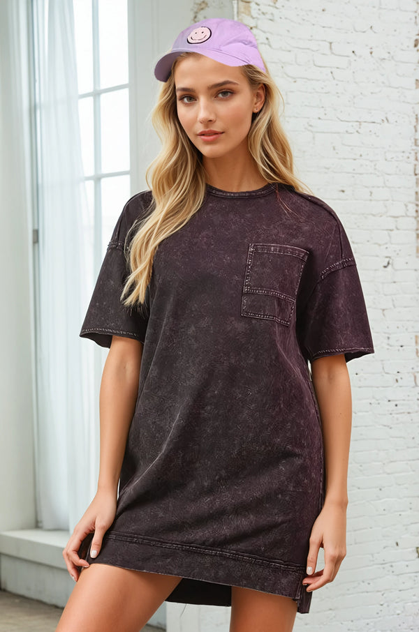 Mineral Washed T-shirt Dress