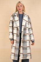 Long Fuzzy Plaid Coat