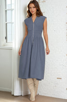 Zipper Front Solid Dress