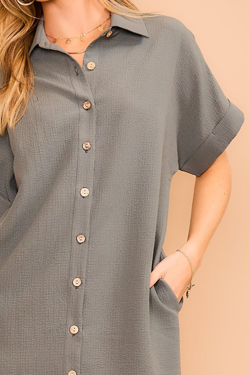 Button Down Dress - Olive
