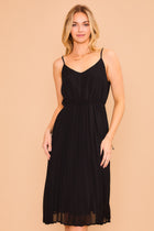 Chiffon Pleated Dress - Black