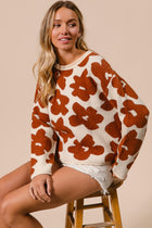 Flower Printed Pullover Sweater