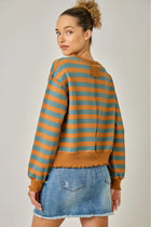 Floral Embroidered Stripe French Terry Sweatshirt