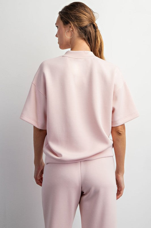 Lounge Mock Neck Top - Baby Pink