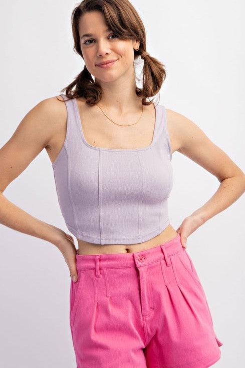 Square Neck Crop Top - Lavender