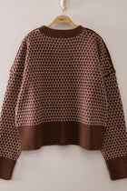 Geometric Check Pattern Sweater - Chocolate