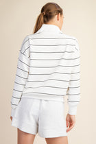 Luxe Scuba Striped Half Zip Jacket - Cream