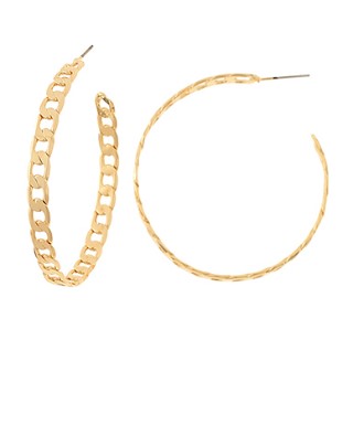 Curb Chain Hoops - Gold