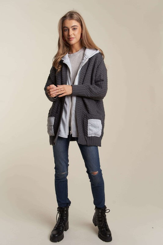 Zip Up Sweater Hoodie - Charcoal