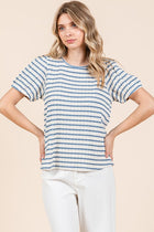 Puff Sleeve Striped Knit Top