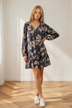 Floral V-Neck Tiered Mini Dress