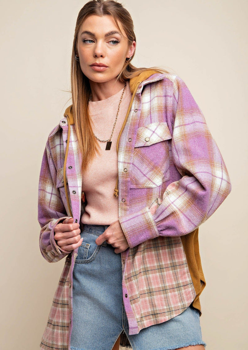 Plaid Flannel Hooded Jacket