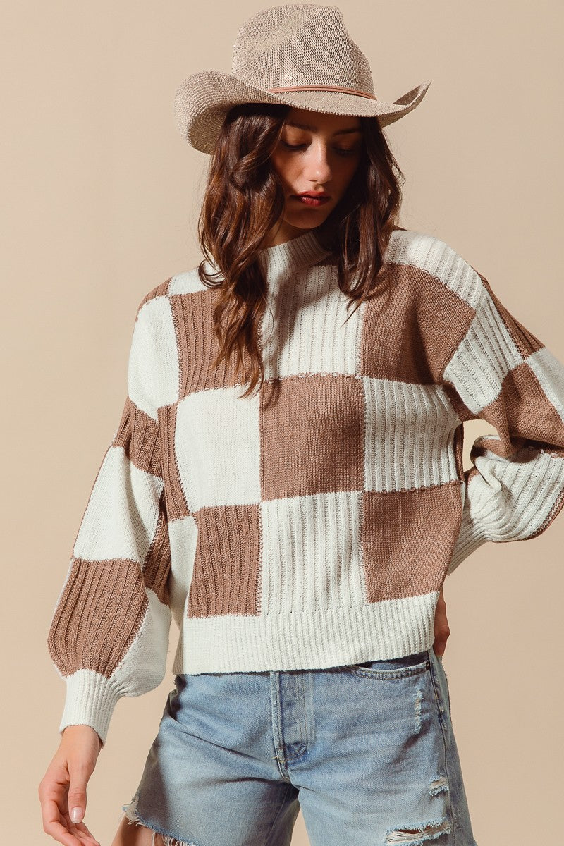 Checkered Neutral Sweater