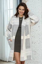 Square Print Cardigan - Grey