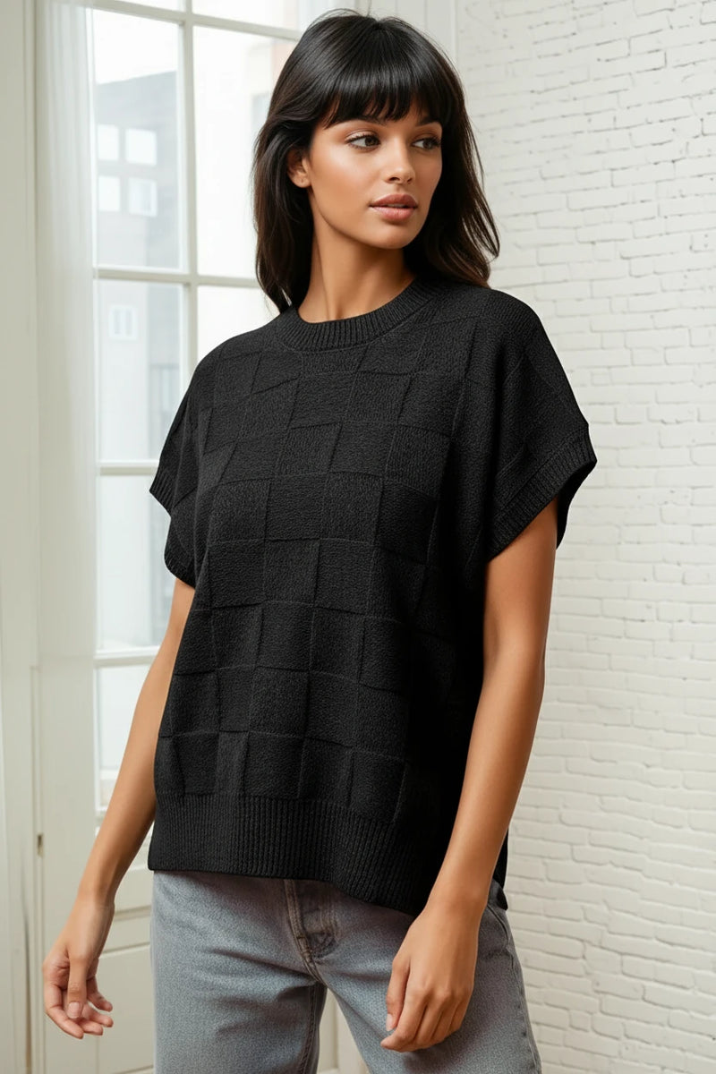 Checker Pattern Dolman Sweater