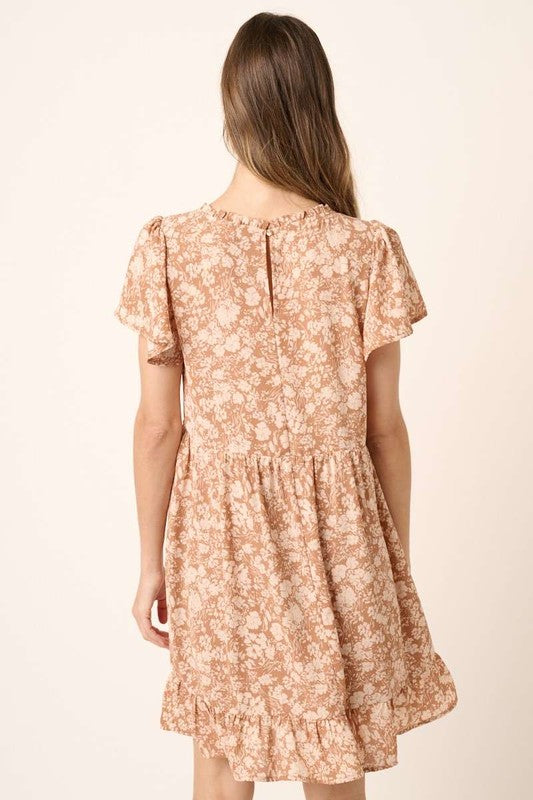 V-Neck Floral Dress - Mauve