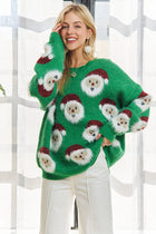 Fuzzy Santa Sweater - Green