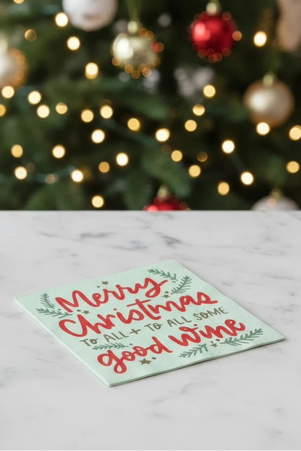 Holiday Cocktail Napkin - To All Some Good Wine