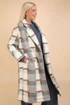 Long Fuzzy Plaid Coat