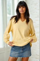 Mineral Wash Exposed Seam Long Sleeve Top
