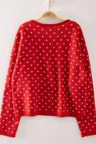 Polka Dot Knit Cardigan - Red