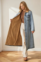 Teddy Lined Long Denim Jacket