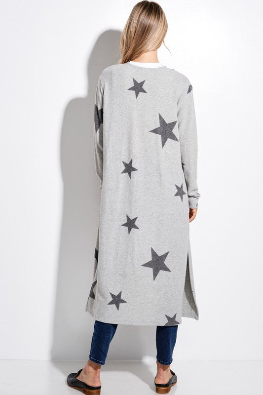 Brushed Star Cardi - Lt Grey