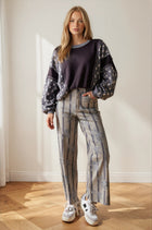 Floral Stripe Stretch Twill Pants