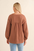 Lantern Sleeve Gauze Top