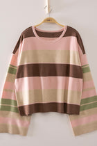 Multi Color Stripe Sweater - Pink