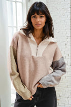 Color Block Quarter Zip Sweater
