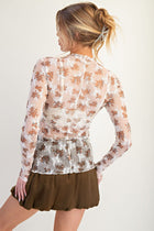 Brown/White Floral Lace Top