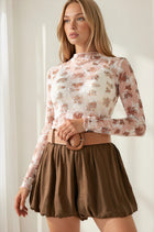 Brown/White Floral Lace Top