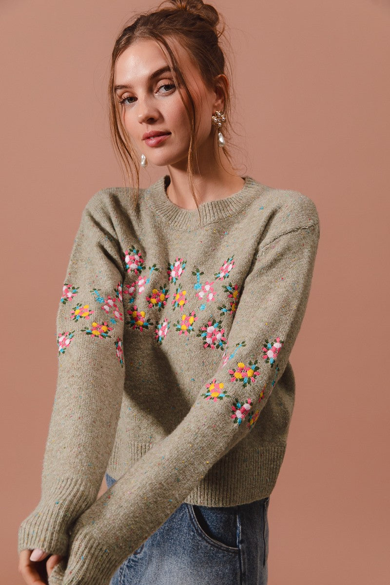 Embroidered Floral Sweater