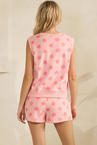 Sleeveless Knit Polka Dot Tank - Pink