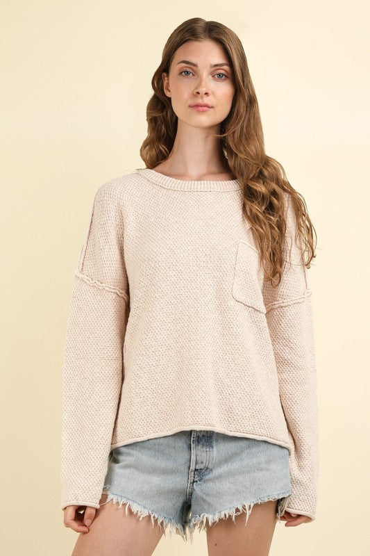 Mineral Washed Sweater - Beige