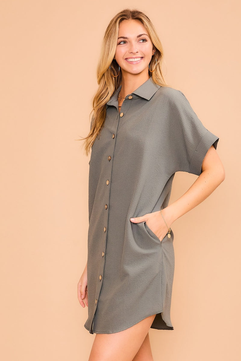 Button Down Dress - Olive
