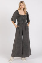 Mineral Wash Wide Leg Jumpsuit