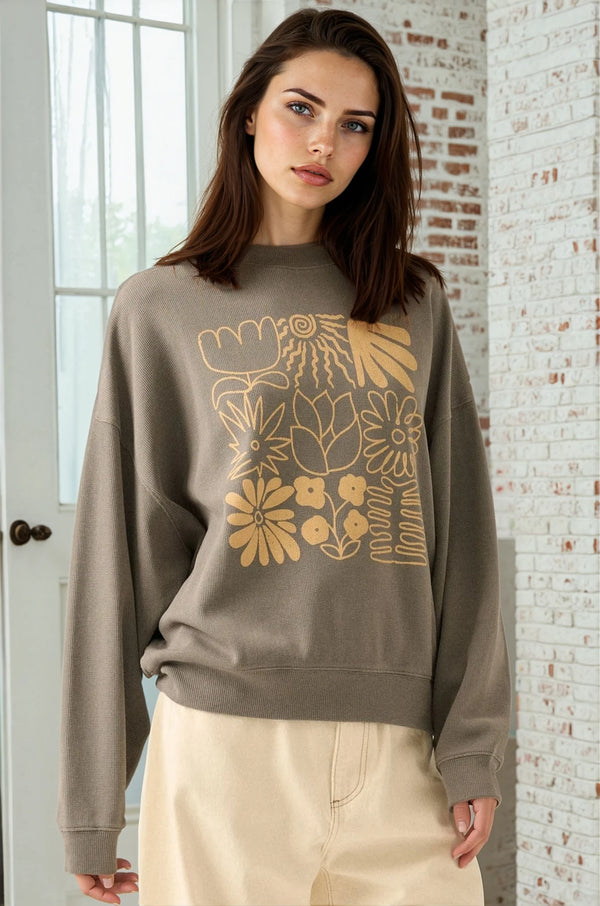 Flower Thermal Graphic Sweatshirt