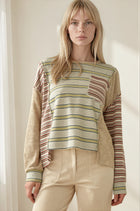 Mixed Stripe Relaxed Fit Pullover