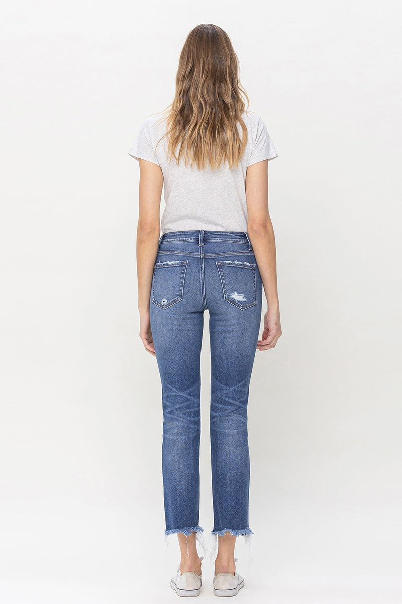 Megan Mid Rise Crop Slim Straight Jeans
