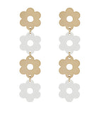 Metal Flower Drop Earrings - 3 Colors